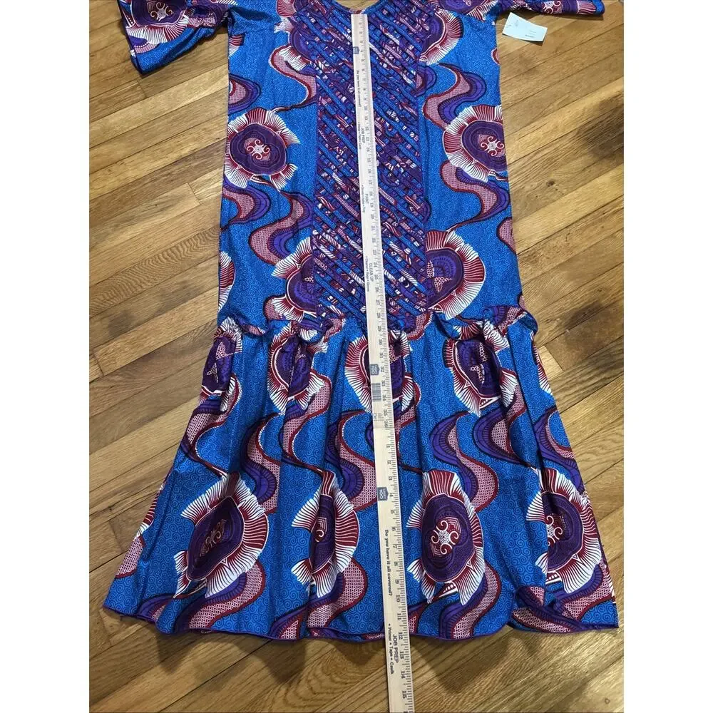 NEW Ankara Dashiki pattern Print Women's sz XL Maxi Dress Boho Handmade In USA - Picture 12 of 13